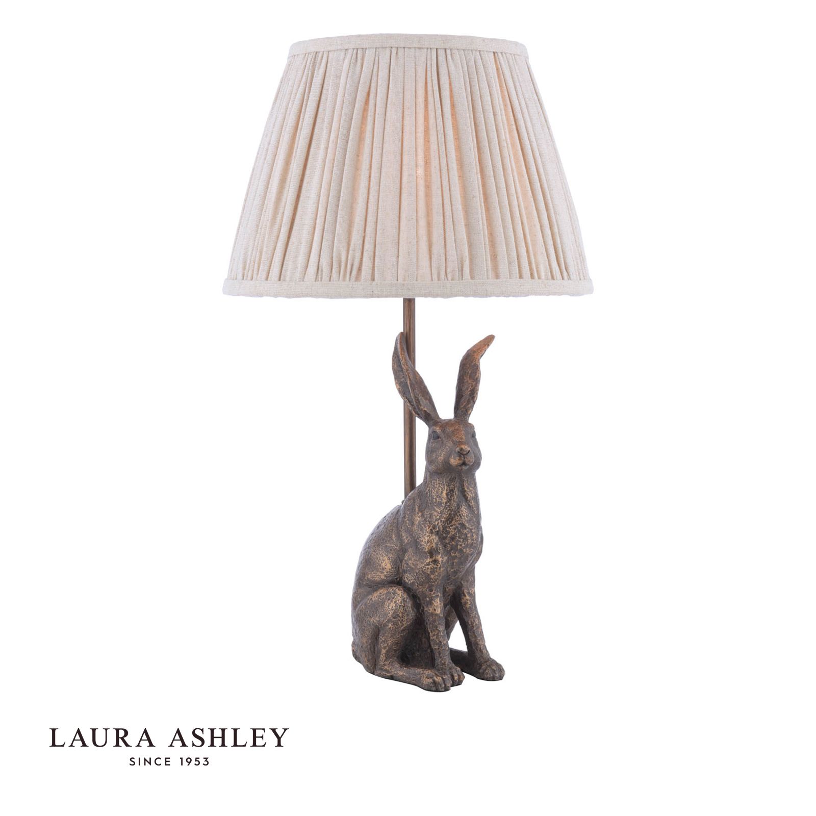 laura ashley Abajur de mesa em forma de lebre, bronze antigo com cúpula 1 laura ashley Abajur de mesa em bronze antigo com cúpula - Stillorgan Decor