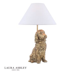 laura ashley cocker spaniel dog table lamp antique gold with shade - Stillorgan Decor
