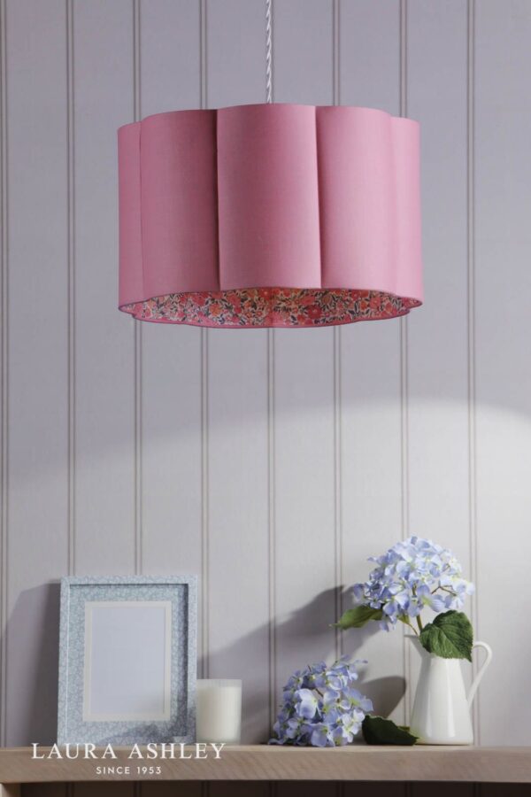 laura ashley loveston pink cotton scalloped shade 38cm (shade only) - Stillorgan Decor