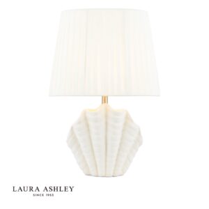 laura ashley shell table lamp white ceramic and satin chrome with shade - Stillorgan Decor