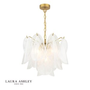 laura ashley stannington 4 light pendant matt antique brass and white glass - Stillorgan Decor