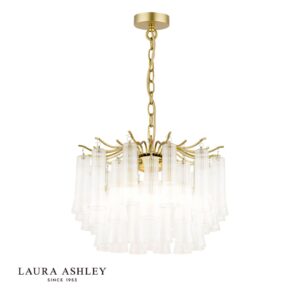 laura ashley penlee 4 light pendant matt antique brass and ribbed glass - Stillorgan Decor