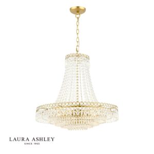 laura ashley Enid 5-lichts Grande kroonluchter van glas en mat antiek messing - Stillorgan Decor