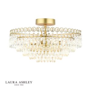 laura ashley enid 5 lámpa, félig sík, fazettált üveg és matt antik sárgaréz - Stillorgan Decor