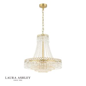 laura ashley Enid kroonluchter met 5 lampen, gefacetteerd glas en mat antiek messing - Stillorgan Decor