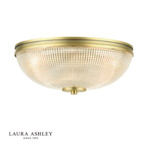laura ashley Plafonnier de salle de bain Langdon à 2 lumières, finition laiton antique mat et texturée glass ip44 *PRÉCOMMANDE : DISPONIBLE EN MAI 2026 - Stillorgan Decor