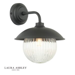 laura ashley Venkovní nástěnné svítidlo Hatton matně černé s žebrováním glass ip44 - Stillorgan Decor