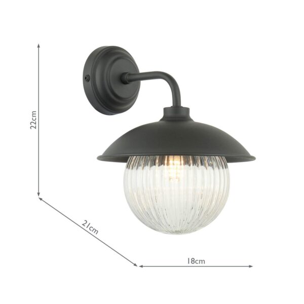 laura ashley hatton outdoor wall light matt black and ribbed glass ip44 - Stillorgan Decor