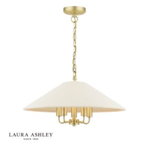 laura ashley harland 5 light pendant matt antique brass with shade - Stillorgan Decor