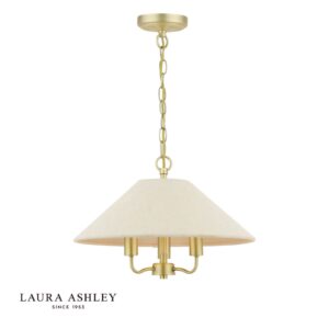 laura ashley harland 3 light pendant matt antique brass with shade - Stillorgan Decor