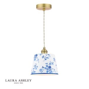 laura ashley china rose pendant matt blue and matt antique brass - Stillorgan Decor