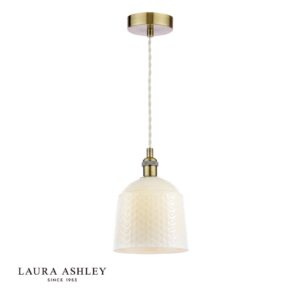 laura ashley porcelain round pendant cream and antique brass - Stillorgan Decor