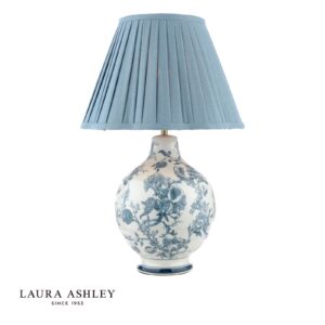 laura ashley Namizna svetilka Maltby modra, keramična in starinska medeninasta s senčnikom - Stillorgan Decor