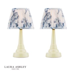 laura ashley adwick twin pack table lamp cream ceramic with shade - Stillorgan Decor