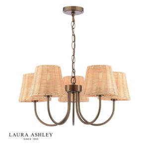 laura ashley Hasfield 5-lichts hanglamp in satijnbrons met lampenkap - Stillorgan Decor