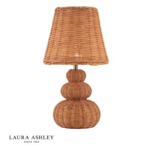 laura ashley Polnilna namizna svetilka Hasfield iz naravnega ratana z LED senčnikom Stillorgan Decor