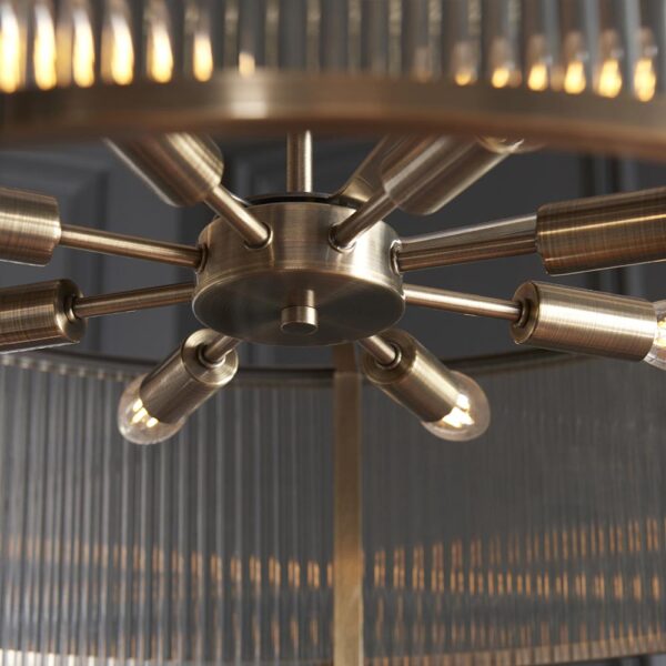 timeless classic 8 light ribbed pendant antique brass - Stillorgan Decor