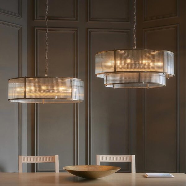timeless classic 8 light ribbed pendant antique brass - Stillorgan Decor