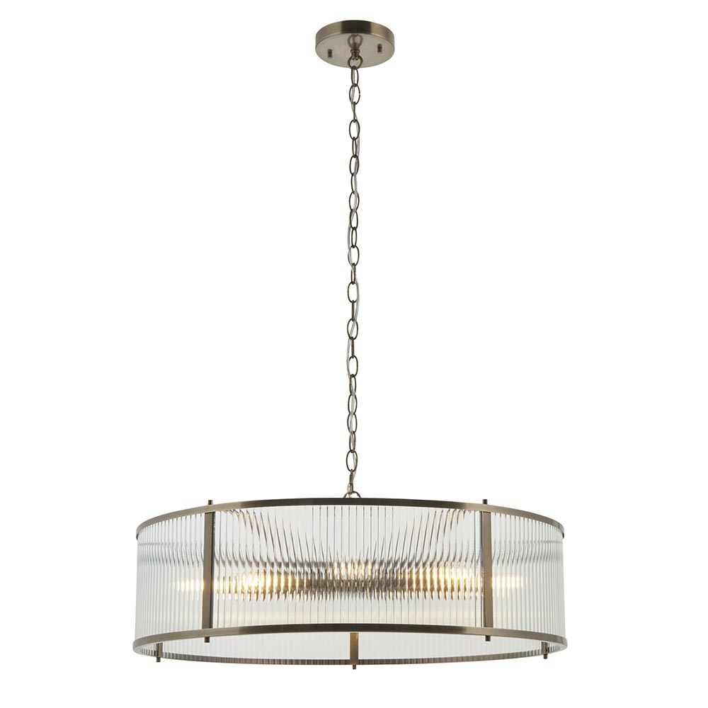 Lámpara colgante clásica atemporal de 8 luces acanaladas de latón antiguo 1 Lámpara colgante clásica atemporal de 8 luces acanaladas de latón antiguo - Stillorgan Decor