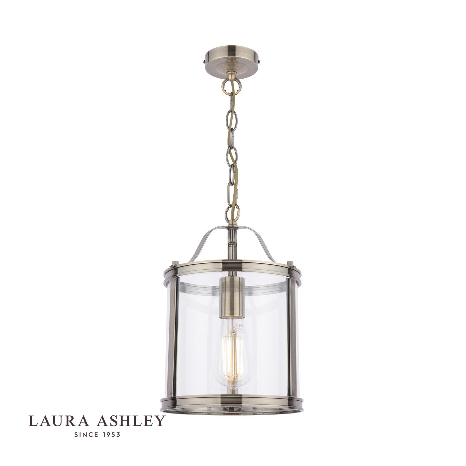 laura ashley Lámpara colgante individual Harrington de latón antiguo y cristal 1 laura ashley Lámpara colgante individual Harrington de latón antiguo y cristal - Stillorgan Decor