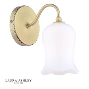 laura ashley Lidsell sienas lampa, matēts antīks misiņš un opāls stikls - Stillorgan Decor