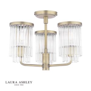 laura ashley Hilcote 3 gaismeklis, daļēji izlīdzināts, matēts antīks misiņš un stikls - Stillorgan Decor