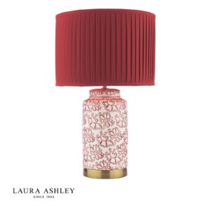 laura ashley Knipton galda lampa, sarkana keramika un antīks misiņš ar abažūru - Stillorgan Decor