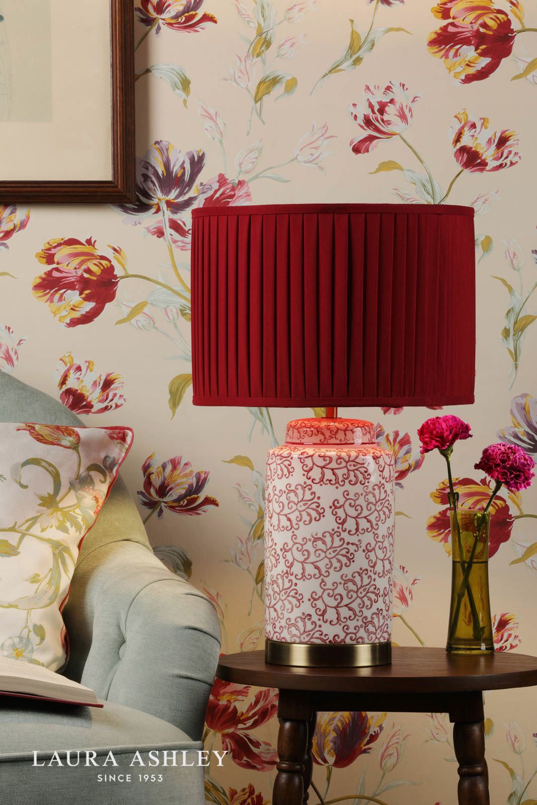 laura ashley Knipton Tischleuchte, rote Keramik und antikes Messing, mit Schirm 2 laura ashley Knipton Tischleuchte, rote Keramik und antikes Messing mit Schirm - Stillorgan Decor