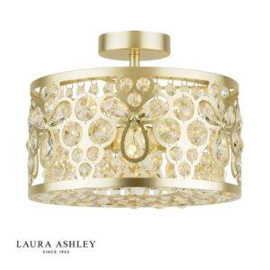 laura ashley tilbrook 3 gaiši flush matēts šampanietis un kristāls - Stillorgan Decor