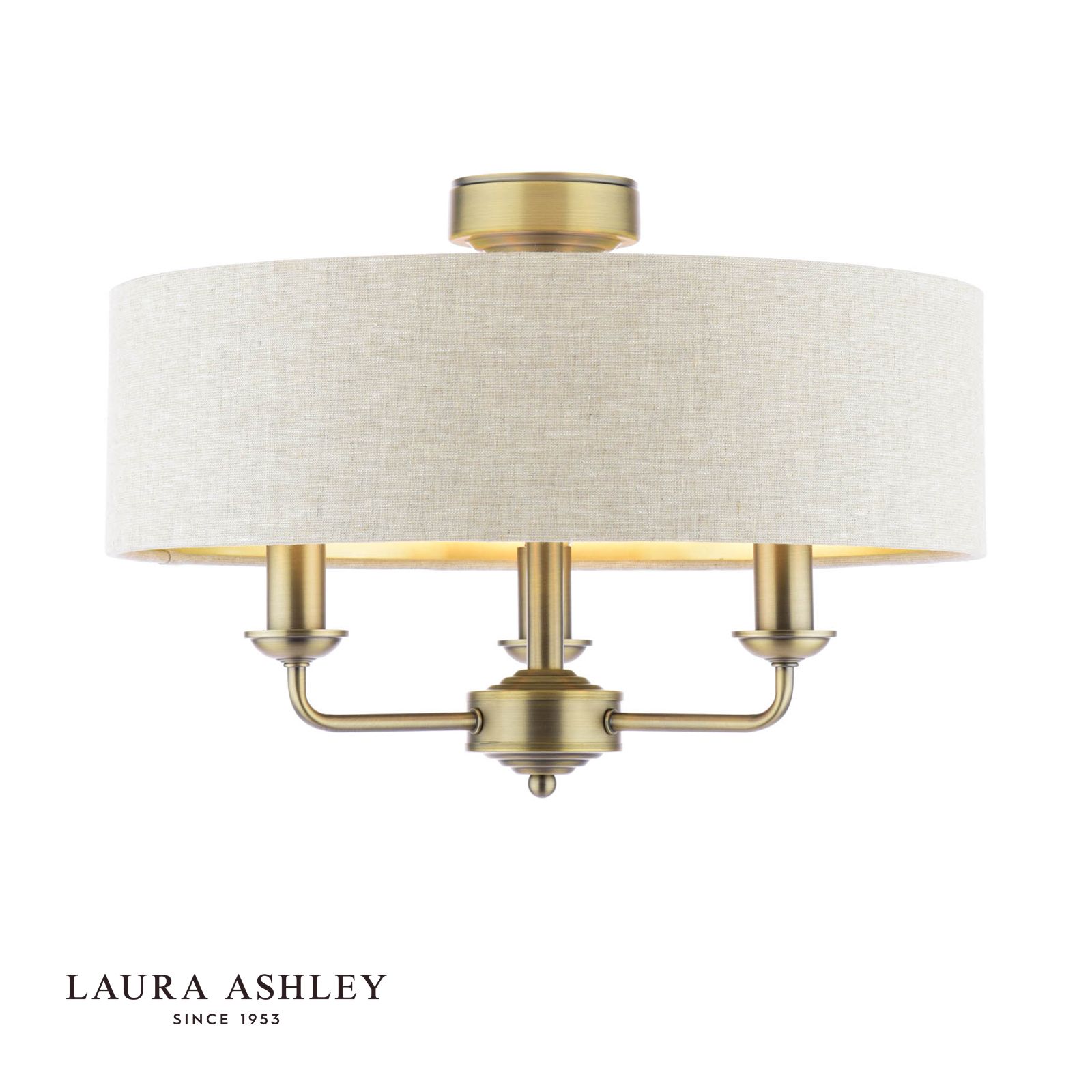 laura ashley Sorrento 3 světlé polozapuštěné svítidlo v matné antické mosazi s přírodním stínidlem 1 laura ashley Sorrento 3 polozapuštěné svítidlo v matné antické mosazi s přírodním stínidlem - Stillorgan Decor