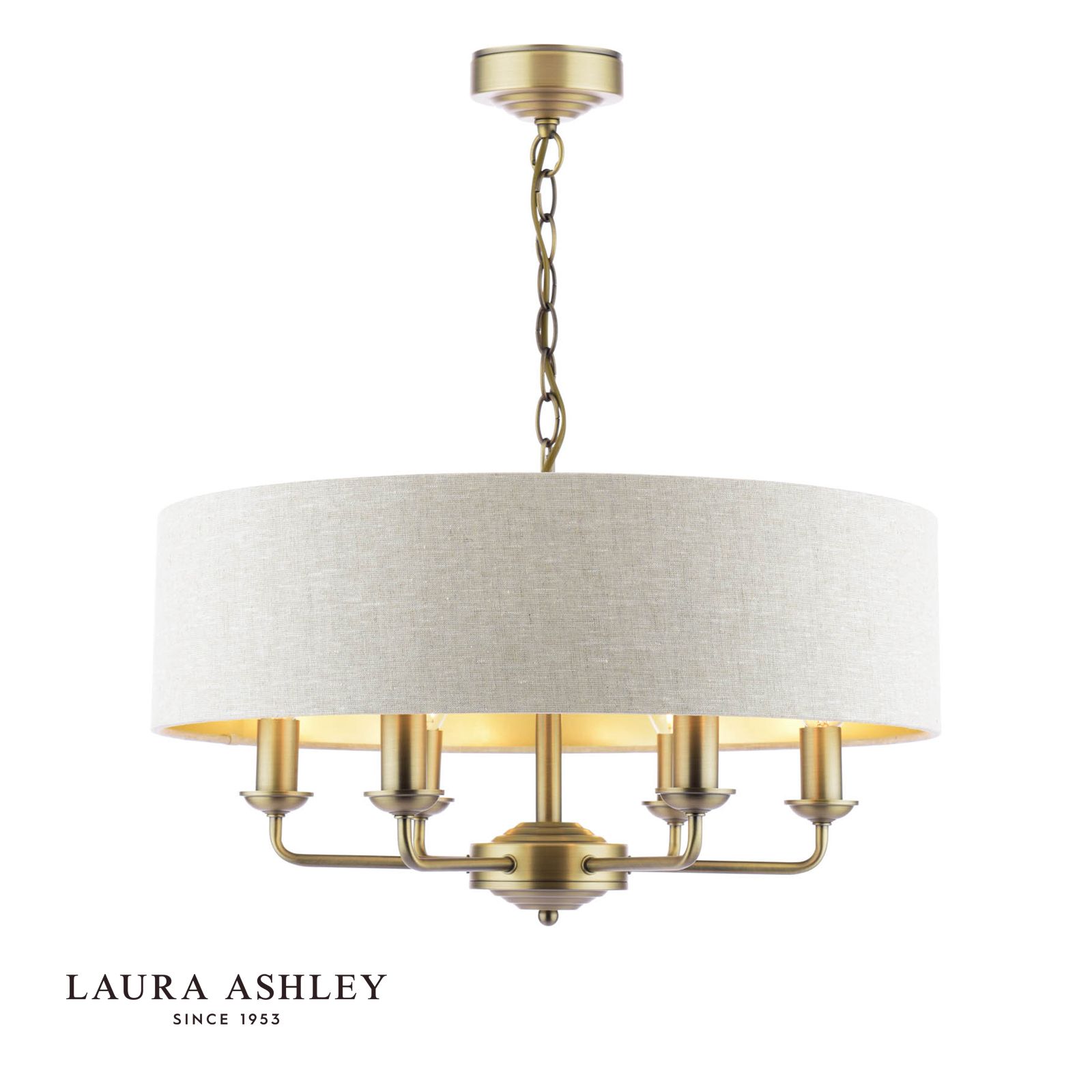 laura ashley Sorrento plafondlamp met 6 lichtpunten in mat antiek messing met natuurlijke kap 1 laura ashley Sorrento plafondlamp met 6 lichtpunten in mat antiek messing met natuurlijke kap - Stillorgan Decor