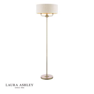 laura ashley Stojací lampa Sorrento z matné antické mosazi s přírodním stínidlem - Stillorgan Decor