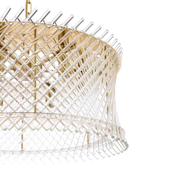 elegant woven glass 6 light ceiling pendant light natural brass and glass - Stillorgan Decor