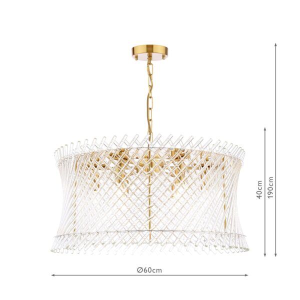 elegant woven glass 6 light ceiling pendant light natural brass and glass - Stillorgan Decor