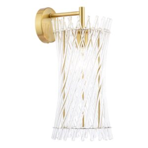 elegant vägglampa i flätat glas, naturlig mässing och glas - Stillorgan Decor