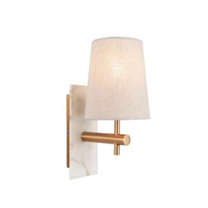modern vägglampa för inomhusbruk i marmor och mässing med avsmalnande skärm - Stillorgan Decor