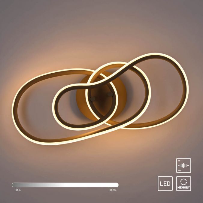 Lámpara de techo LED ultramoderna con diseño retorcido en metal color arena 2 Lámpara de techo LED ultramoderna con diseño retorcido en metal color arena - Stillorgan Decor