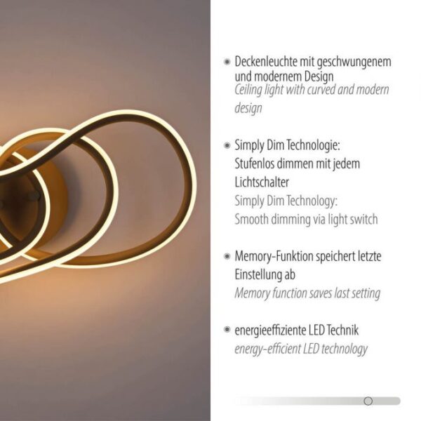 ultra modern twist led ceiling light in sand colour metalwork - Stillorgan Decor