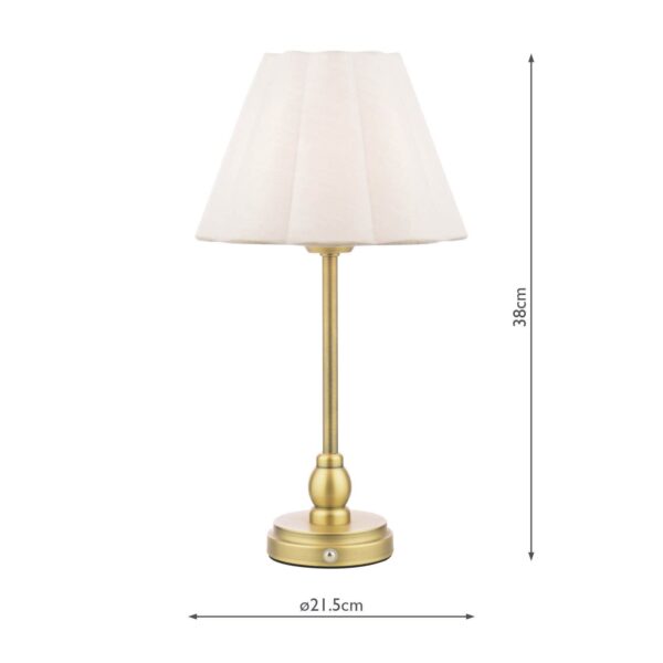 laura ashley erin rechargeable table lamp matt antique brass with shade LED - Stillorgan Decor