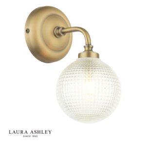 laura ashley Langdon vannas istabas sienas lampa, matēta antīka misiņa un teksturēta glass ip44 - Stillorgan Decor