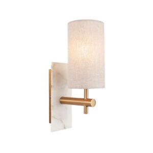 modern vägglampa för inomhusbruk i marmor och mässing med cylindrisk skärm - Stillorgan Decor