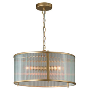 elegáns szalagüveg 4 izzós mennyezeti függeszték antik sárgaréz - Stillorgan Decor